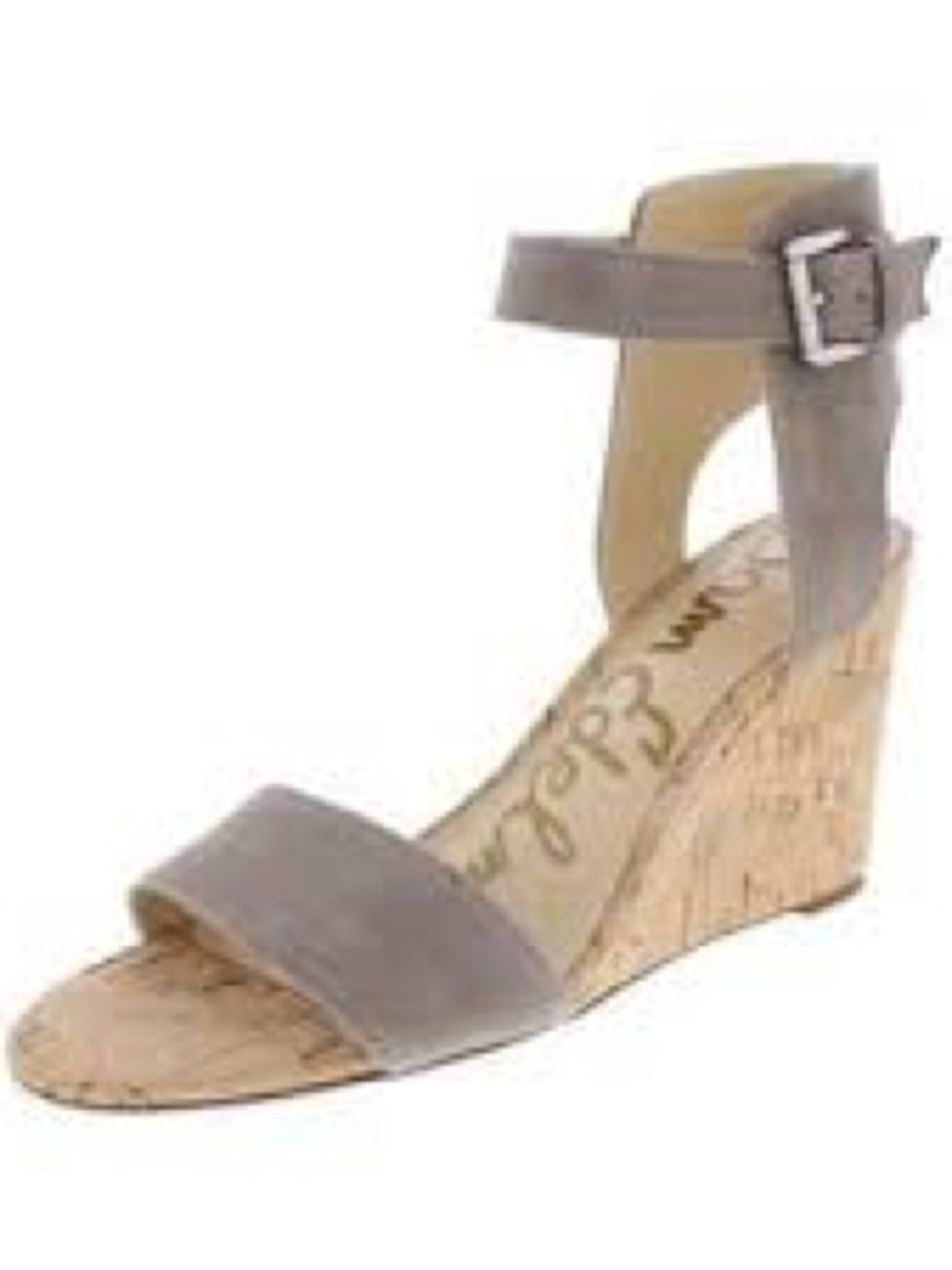 Sam Edelman Willow - Taupe Suede Cork Ankle-Strap Wedges